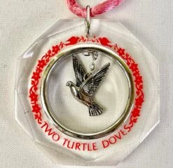 1980 Little Gallery HALLS EXCLUSIVE - Two Turtle Doves- RARE Sterling Silver Crystal Ornament