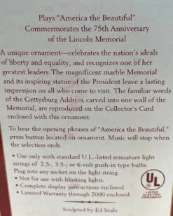 1997 Lincoln Memorial, Light & Music *Slightly Damaged Box -Hallmark MAGIC Ornaments Shop 1997lincoln3