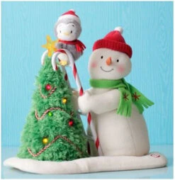 2010 Tree Trimming Snowman - Plush Tabletopper - Hard To Find! - WITH TAG