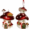 2023 Mushroom House Set Of 2 - By Kurt Adler -Hallmark MAGIC Ornaments Shop 220mushrooms