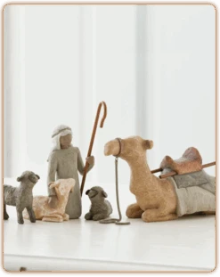 Willow Tree SHEPHERD AND STABLE ANIMALS - 7 1/2" Nativity Figures