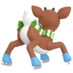 2020 Rudolph - Slippery Skating *LIGHTED NOSE -Hallmark MAGIC Ornaments Shop RudolphBACK the RedNosed Reindeer Skating Keepsake Ornament With Light 1999QXI6104 06
