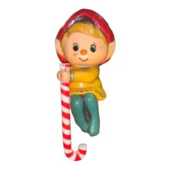 Elf With Candy Cane Stocking Hanger By Hallmark
