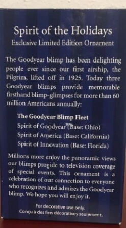 Spirit Of The Holidays, Goodyear Blimp - Rare! * Slightly Damaged Box -Hallmark MAGIC Ornaments Shop goodyear1