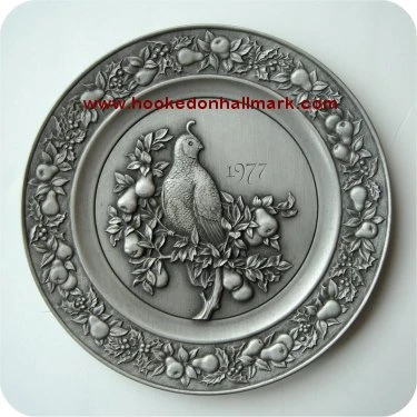 1977 Christmas Pewter Plate - #1 Partridge In A Pear Tree - RARE 3 1977 Christmas Pewter Plate - #1 Partridge In A Pear Tree - RARE
