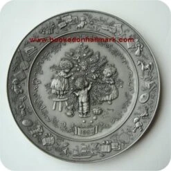 1983 Christmas Pewter Plate #7 - Trimming Our Tree