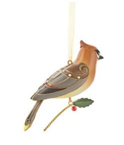 2013 Beauty Of Birds #9 Cedar Waxwing *Damaged Box -Hallmark MAGIC Ornaments Shop qx9102r 1